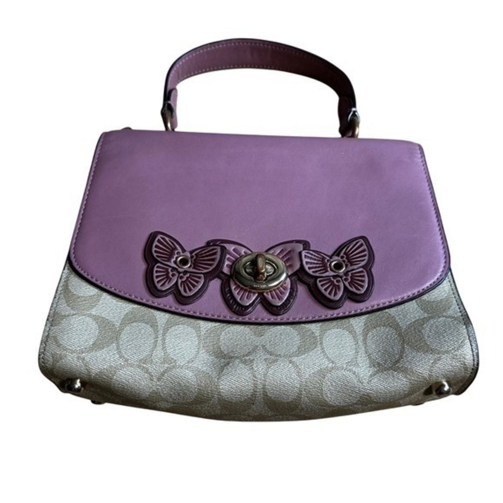 Coach Tilly Top Handle In Signature Canvas With Butterfly Applique
